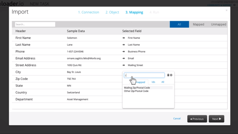 screenshot of MuleSoft dataloader.io
